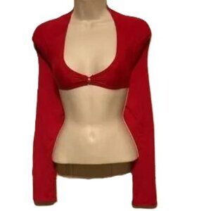 ONLY HEARTS Helena Stewart Red Long Sleeve Crop Top Romantic Sexy Womens Medium